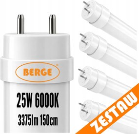 4x LED trubicové svetlo 150cm T8 25W 3375lm 6500K - studená biela