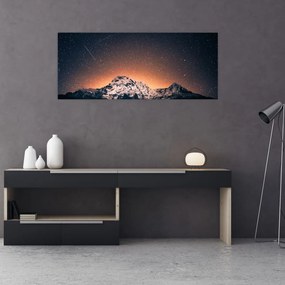 Obraz hviezdnej oblohy s horami (120x50 cm)