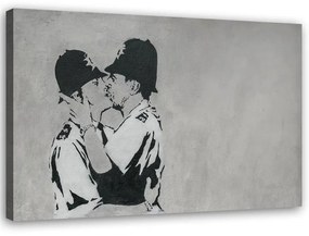 Obraz na plátně Banksy Líbající se policisté - 90x60 cm