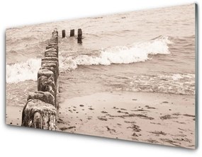Obraz na akrylátovom skle More pláž architektúra 120x60 cm