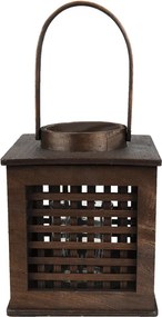 Hnedá drevená závesná lampáš Bamboo - 17*17*20 cm