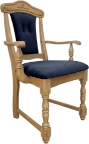 Klasická dubová - čalúnená stolička s podrúčkami FA, 65x53x99 cm Caro05