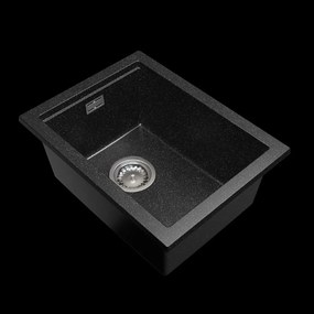 Gamma Decor 3850, 1-komorový granitový drez 380x500x207 mm, čierna škvrnitá, GMA-ZLE000167