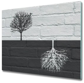 Sklenená doska na krájanie Stromy na stene 60x52 cm