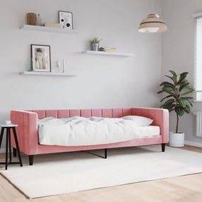 Denná posteľ s matracom ružová 80x200 cm zamat 3196663