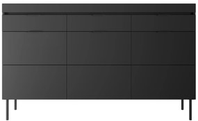 Komoda Sentia 157 cm s 3 zásuvkami - čierna / čierna