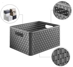 Tmavosivý úložný košík z recyklovaného plastu Country - Rotho