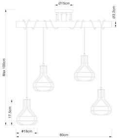 Globo 15388-4D - Luster na lanku CLASTRA 4xE27/60W/230V