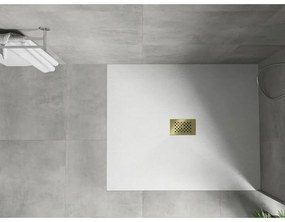 Mexen Hugo, obdĺžniková sprchová vanička SMC 120 x 100 cm, biela, zlatá krytka, 42101012-G