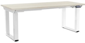 Výškovo nastaviteľný stôl OfficeTech Strong 180 x 80 cm, biela podnož, biely jaseň