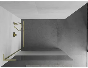 Mexen Kioto L, sprchová zástena Walk-In 70 x 200 cm, 8mm číre sklo-námraza, zlatý matný profil, 800-070-103-55-35