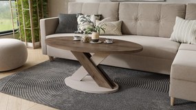 Mazzoni LOXA Orech Elegant / Béžová Taupe - OVÁLNY KONFERENČNÝ STOLÍK 120x65 cm