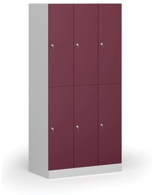 Šatníková skrinka s úložnými boxmi, 6 boxov, 1850 x 900 x 500 mm, cylindrický zámok, červené dvere