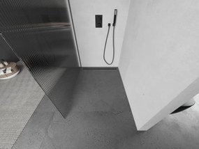 Mexen Kioto, sprchová zástena Walk-In 70 x 200 cm, 8mm sklo s rebrovým vzorom, grafitový profil, 800-070-101-95-09