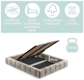 Svetlosivá čalúnená dvojlôžková posteľ s úložným priestorom s roštom 160x200 cm Aruba L – Maison de Rêve