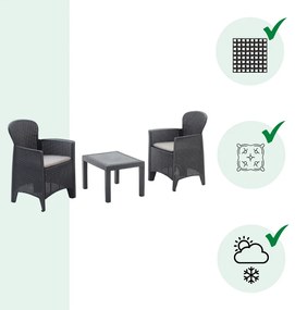 I.P.A.E-Progarden Záhradný set AKITA, 3-dielny, antracitová