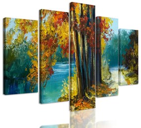 5-dielny obraz jesenné jazero
