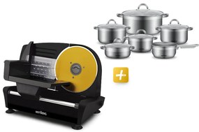 MEGAKOMBO Elektrický krájač BestBerg BBS-400B + 11dielna sada nerezových hrncov BestBerg BBSC-11