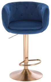 LuxuryForm Barová stolička MONTANA VELUR na zlatom tanieri - modrá