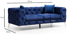 Dvoumístná pohovka Como 197 cm modrá