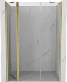 Mexen, Mexen Mist výklopné sprchové dvere 130 cm, transparentné, brúsené zlaté - 8A4-130-001-55-00
