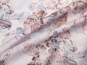 Biante Dekoračný záves Rongo RGP-501 Ružovo-fialkové kvety na bielom 140x230 cm