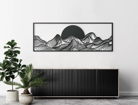 drevko Široký obraz Západ slnka za horami Rozmer obrazu: 32 x 89 cm, Farba dekorácie: Čierna