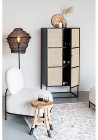 Čierna ratanová vysoká komoda 70x145 cm Guuji - White Label