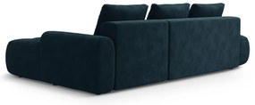 Zamatová rozkladacia/s úložným priestorom rohová pohovka v petrolejovej farbe (pravý roh/s leňoškou) Linz – Cosmopolitan Design