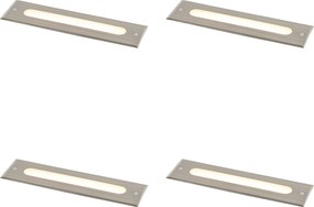 Sada 4 moderných oceľových zemných bodových svietidiel 30 cm vrátane LED IP65 - Eline
