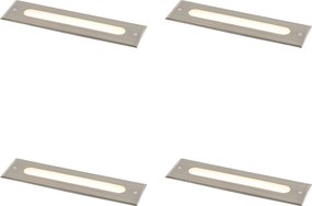 Sada 4 moderných zemných bodových svetiel oceľ 30 cm vrátane LED IP65 - Eline