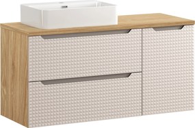 Comad Kúpeľňová skrinka s doskovým umývadlom Luxor Beige 120 béžová/dub olejovaný