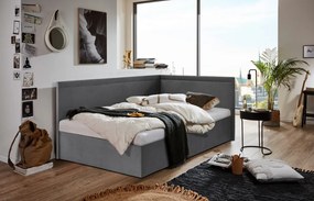 Rohová posteľ Travis pravá 120x200, šedá látka