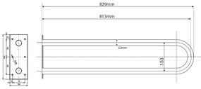 Sapho Sapho, HANDICAP oporné madlo tvar U 813mm, nerez lesk, XH540