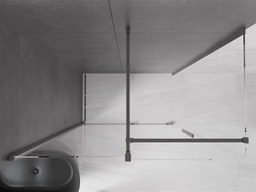 Mexen Velar, sprchový kút s posuvnými dverami 140(dvere) x 85(stena) cm, 8mm číre sklo, grafitová matná, 871-140-085-01-66