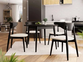 Okrúhly stôl Vidariko FI 120 so 4 stoličkami ST80 01, Farby: čierny, Potah: Magic Velvet 2216
