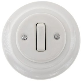Bohemia-Design - Porcelánový retro jednoduchý vypínač s rámikom č. 6 biely