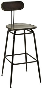Čierna kovová barová stolička s opierkou Industrial - 45 * 46 * 104cm