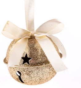 Závesná dekorácia Rolnička champagne, 6 x 6 cm