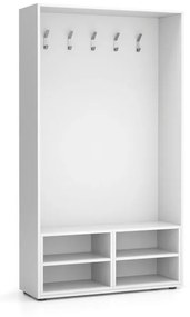 Šatníková stena BORDER s botníkom, 5 háčikov, biela/biela