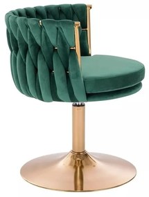 LuxuryForm DESIGN Stolička LYON VELUR na zlatom tanieri - zelená