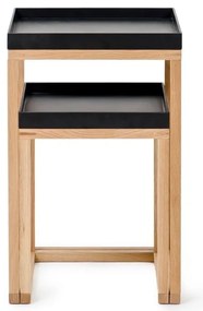 Súprava 2 dubových odkladacích stolíkov s čiernou doskou Wireworks Oak