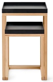 Súprava 2 dubových odkladacích stolíkov s čiernou doskou Wireworks Oak