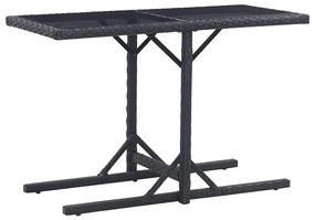 vidaXL Záhradný stôl čierny 110x53x72 cm sklenený a polyratan