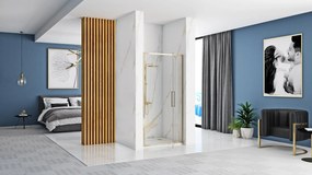 Jednokrídlové sprchové dvere REA RAPID SWING 100 cm pre inštaláciu do niky, zlaté/transparent - bez vaničky