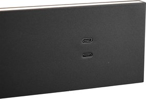 Sada 2 moderných nástenných svietidiel čierna nastaviteľná s USB-C vr. LED - Modric