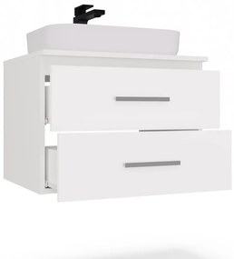 Závěsná skříňka pod umyvadlo s deskou NEL 2S 60 cm bílá