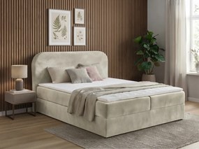 Čalúnená posteľ boxspring FORENA 160x200 cm krémová Matrac: Bonell pružinová matrac