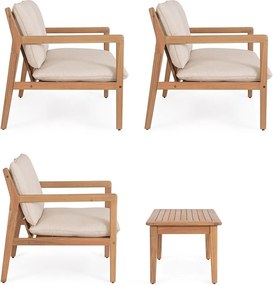 Záhradná lounge súprava z masívu akácie v prírodnej farbe pre 4 záhradný Danubio – Bizzotto