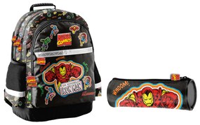 Školský set trojkomorový batoh + puzdro Iron Man